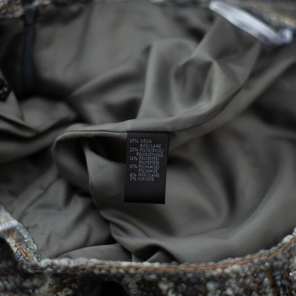 Lafayette 148 NY Skirt 14 Gray Beige Boucle Beaded Sparkly Elegant Dressy - Picture 8 of 9